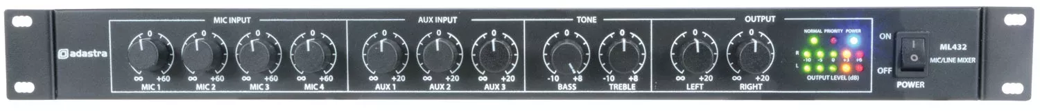 Adastra 1U Mic/Line Rack Mixer – ML432