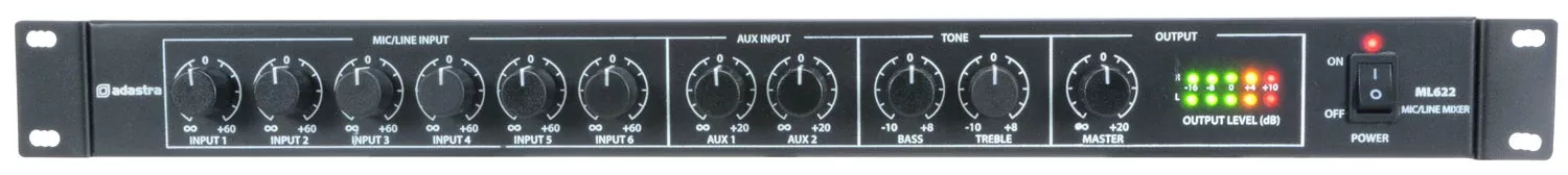 Adastra 1U Mic/Line Rack Mixer – ML622