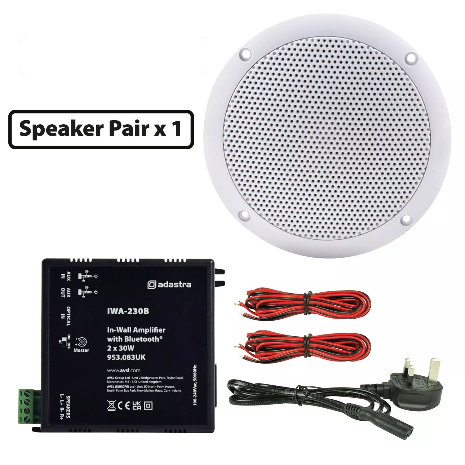 Adastra Bluetooth Waterproof Ceiling Speaker Packages – 2*OD5-W8+IWA230B