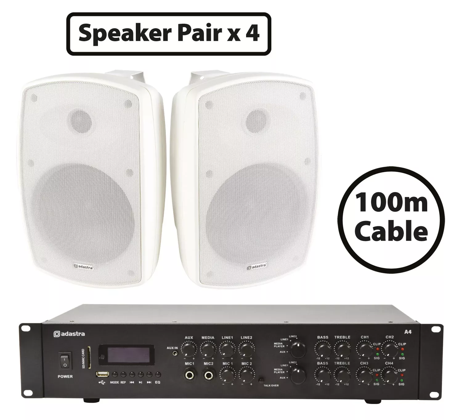 Adastra High Quality BH6 Background Music Speaker Packages – 8*BH6W+A4