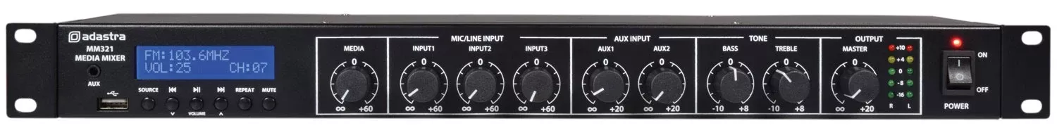 Adastra Rack Mixer With Bluetooth & USB/FM Player – MM321