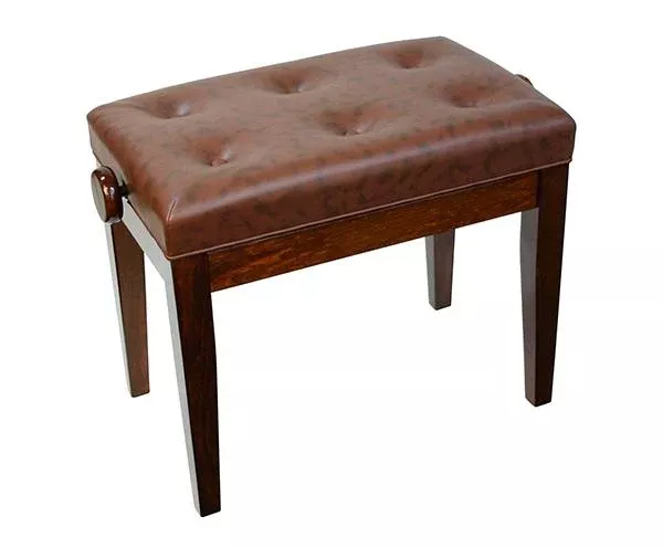 ADJUSTABLE PIANO BENCH with BUTTONED SEAT – walnut