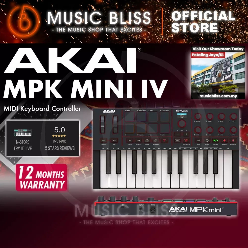 Akai Professional MPK Mini IV MIDI Keyboard Controller – Black