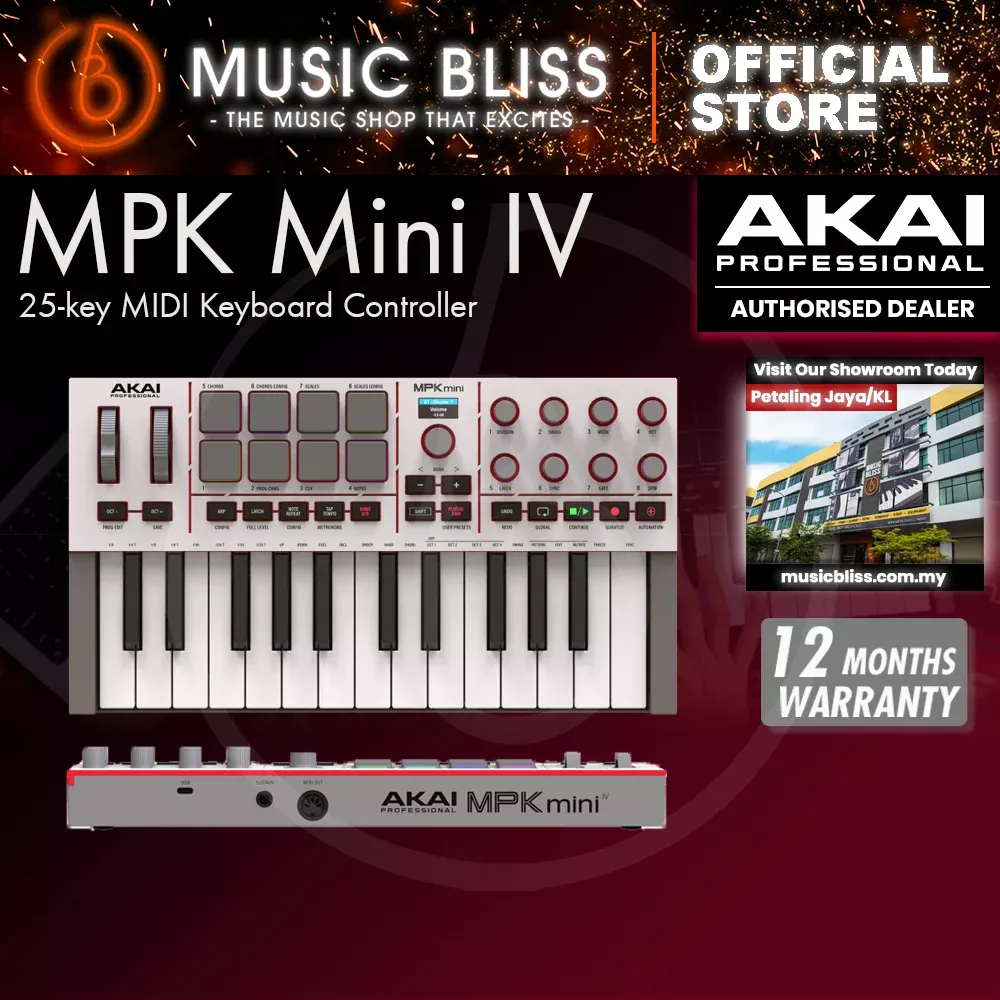Akai Professional MPK Mini IV MIDI Keyboard Controller – White