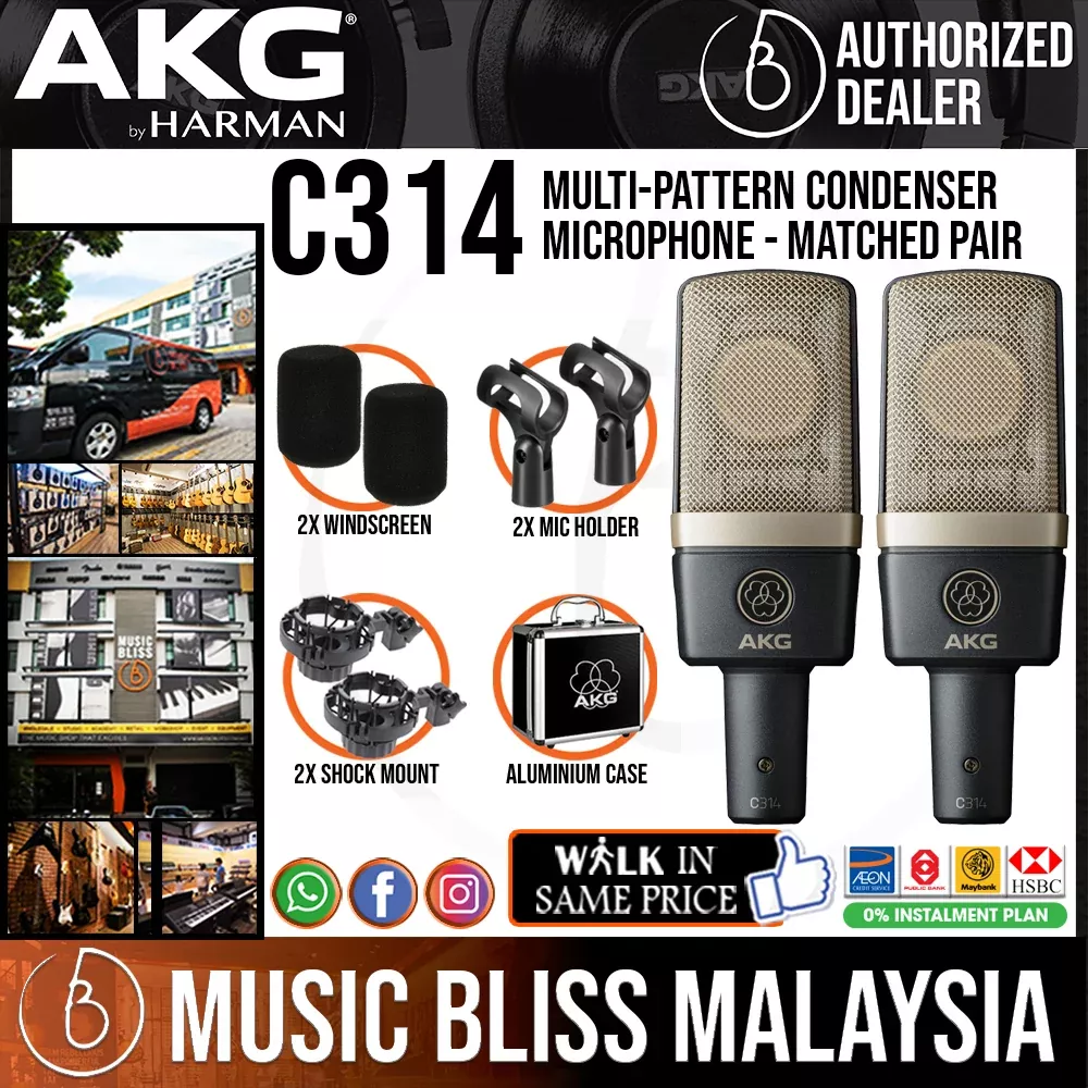 AKG C314 Multi-Pattern Condenser Microphone (Matched Pair)