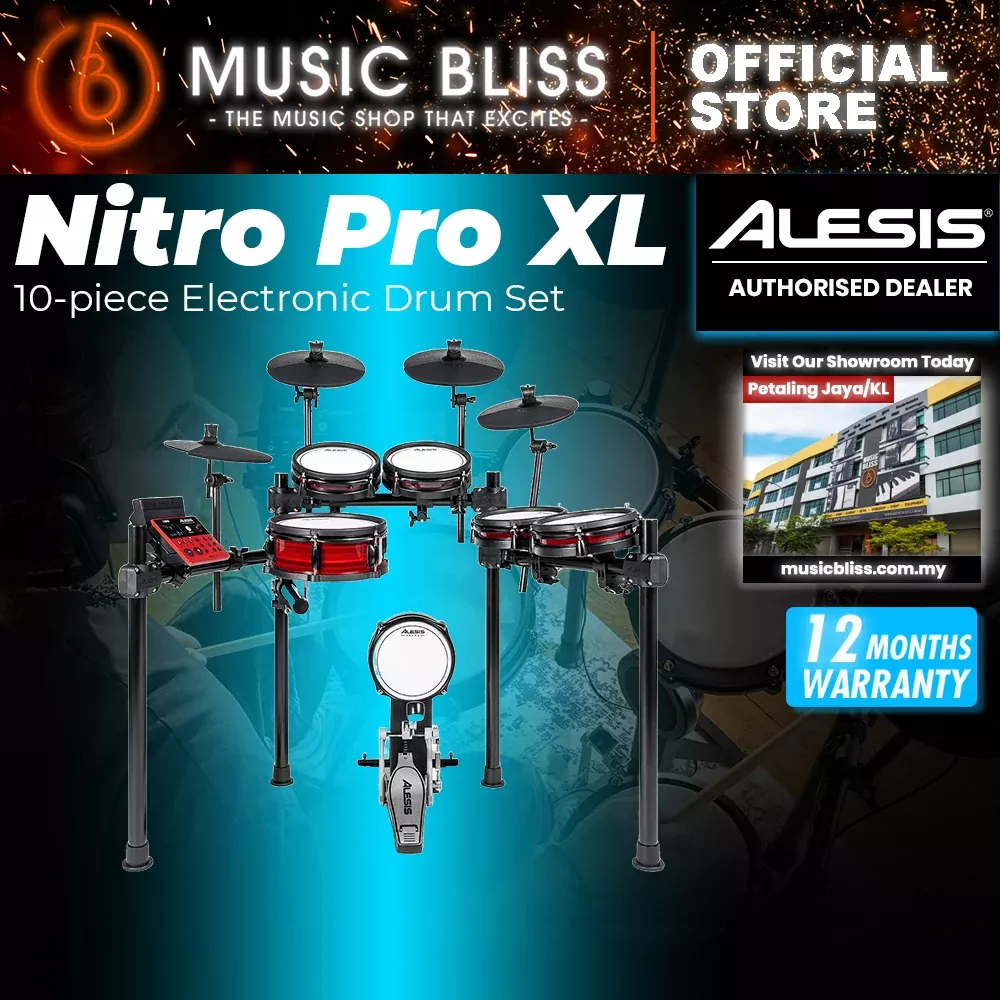 Alesis Nitro Pro XL 10-Piece Electronic Drum Kit With Mesh Heads & Bluetooth