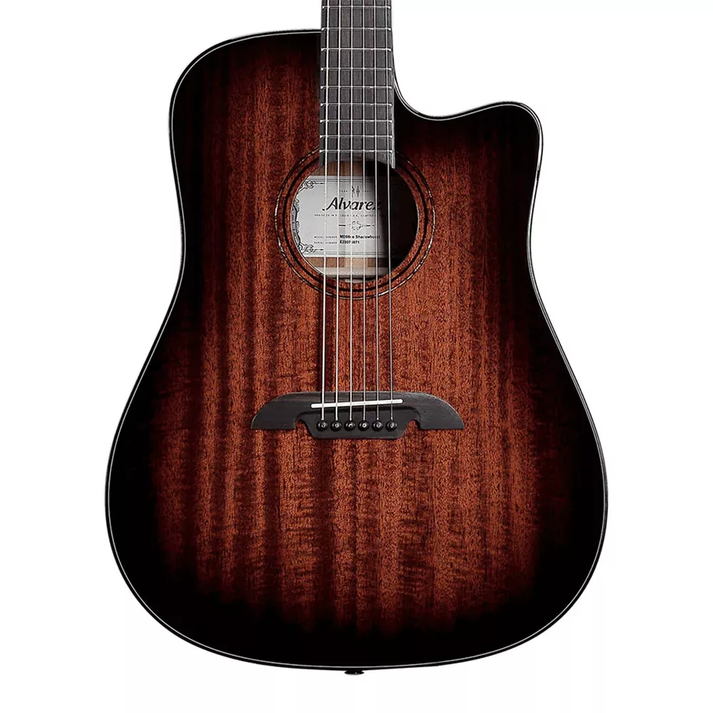 Alvarez Masterworks Series MD66ce Dreadnought Acoustic Guitar – Shadowburst Solid African Mahogany Top with Mahogany Back and Sides