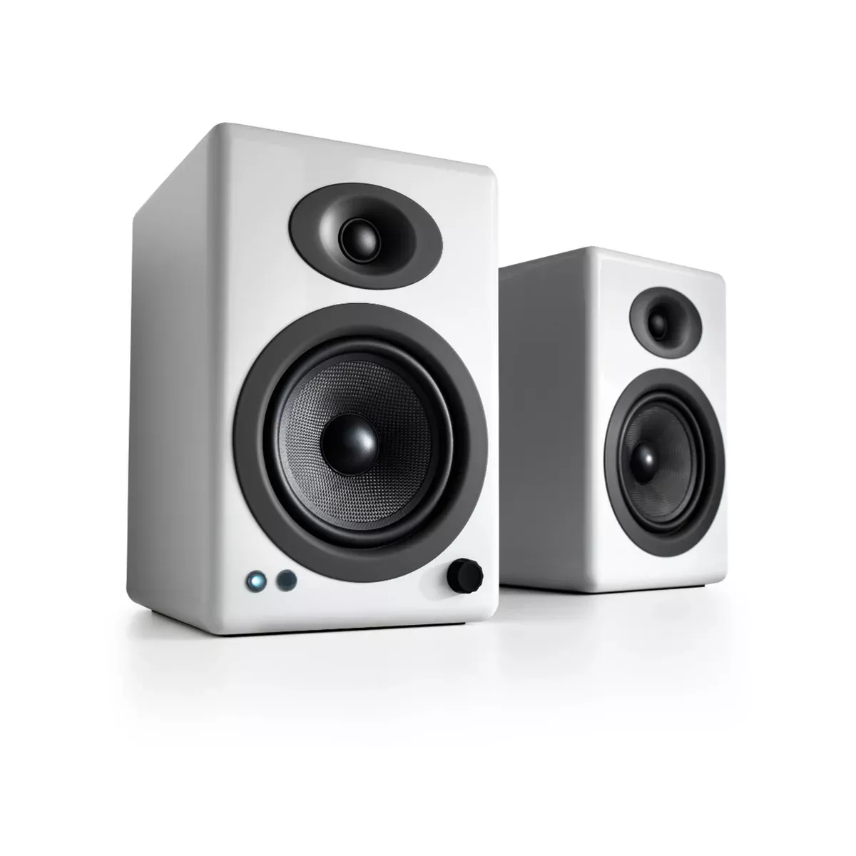 Audioengine A5+ Wireless Bluetooth Powered Bookshelf Speakers, Hi-Gloss White (Pair)
