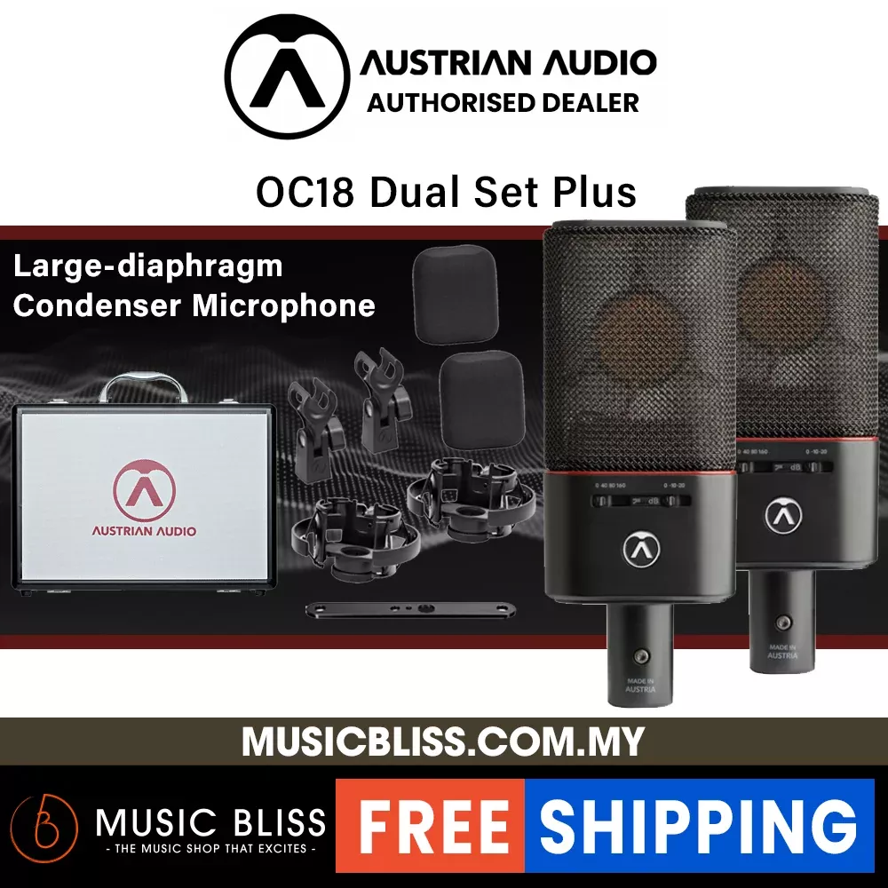 Austrian Audio OC18 Dual Set Plus Large-Diaphragm Cardioid Condenser Microphones (2 Microphones)