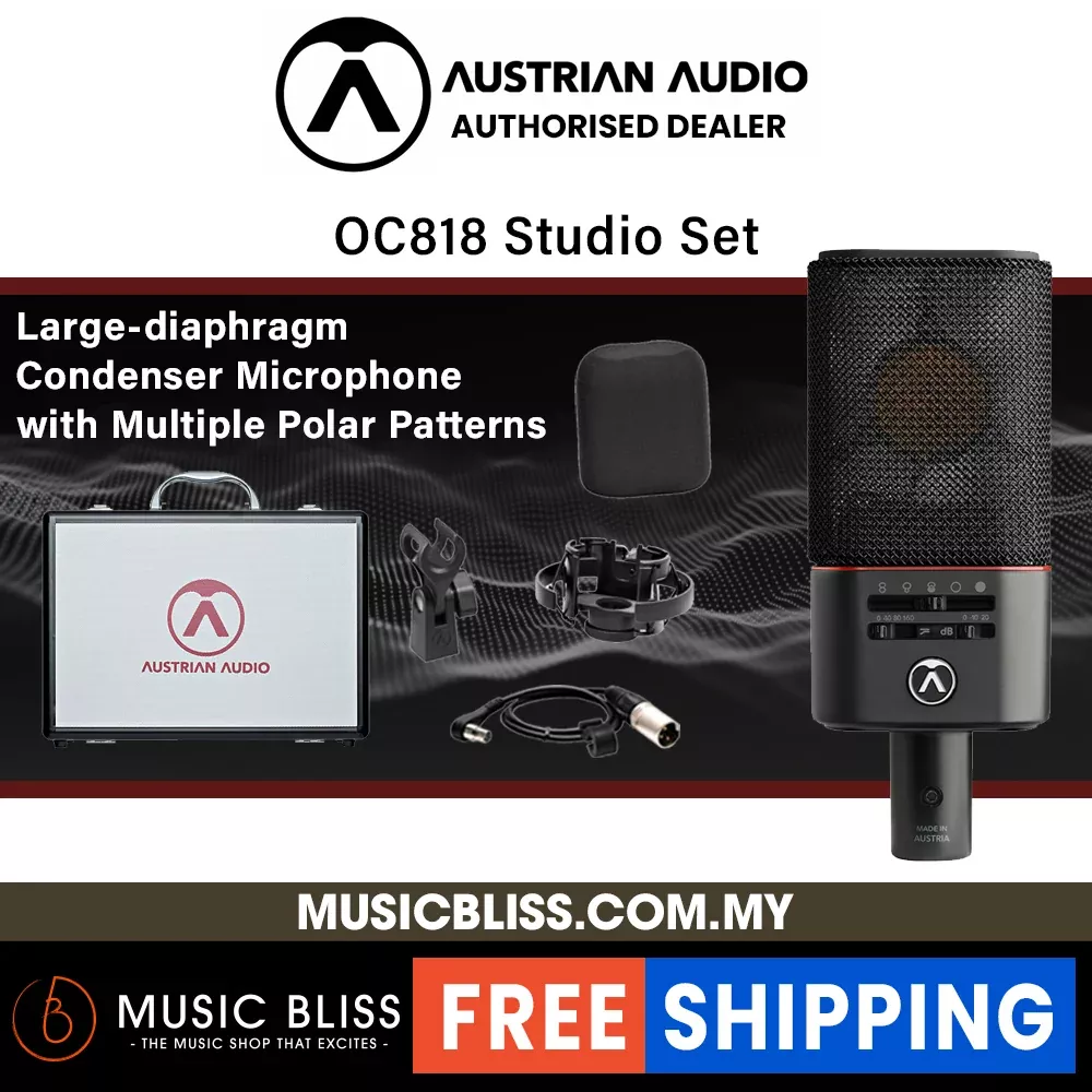 Austrian Audio OC818 Studio Set Large-Diaphragm Multipattern Condenser Microphone (1 Microphone) – Black