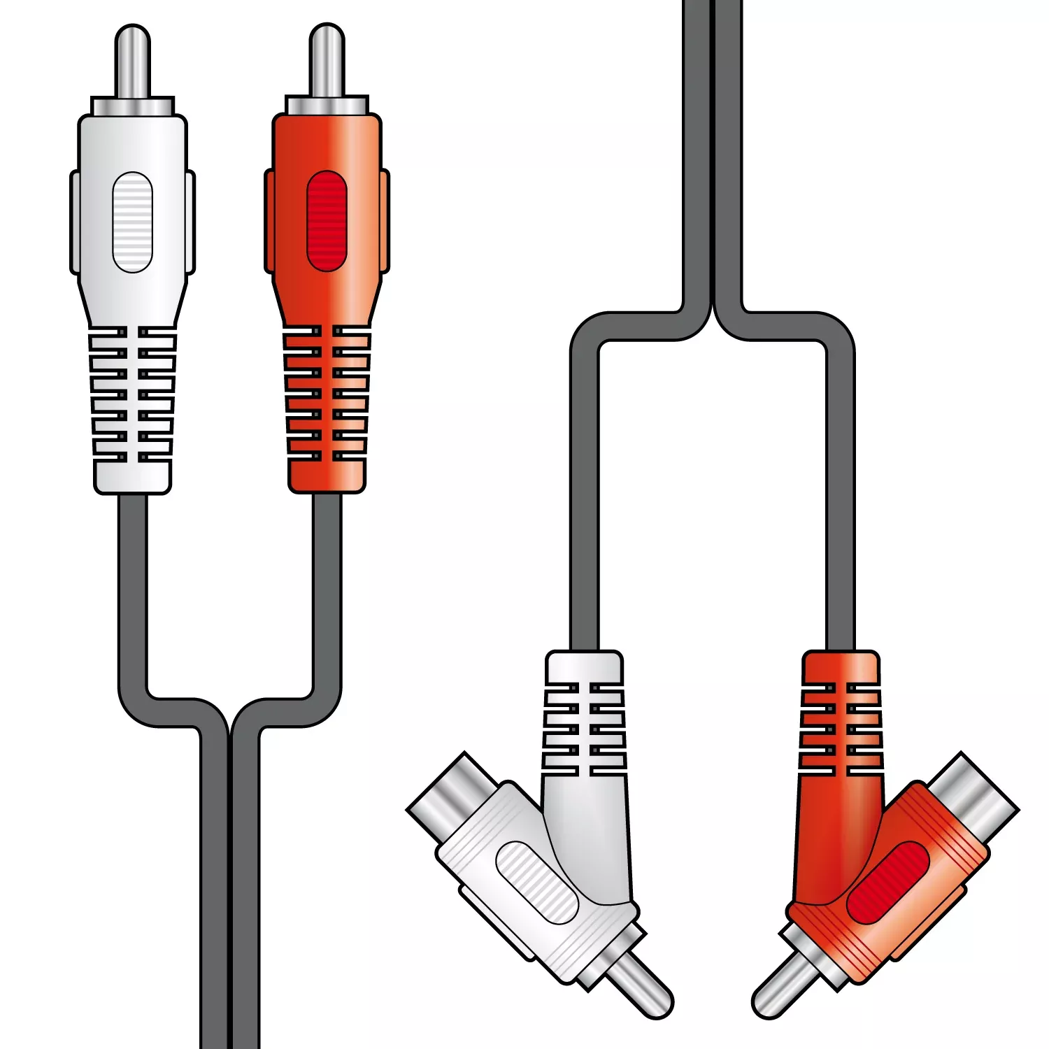 AV:Link 2 x RCA Plugs to 2 x Stackable RCA Plugs Lead