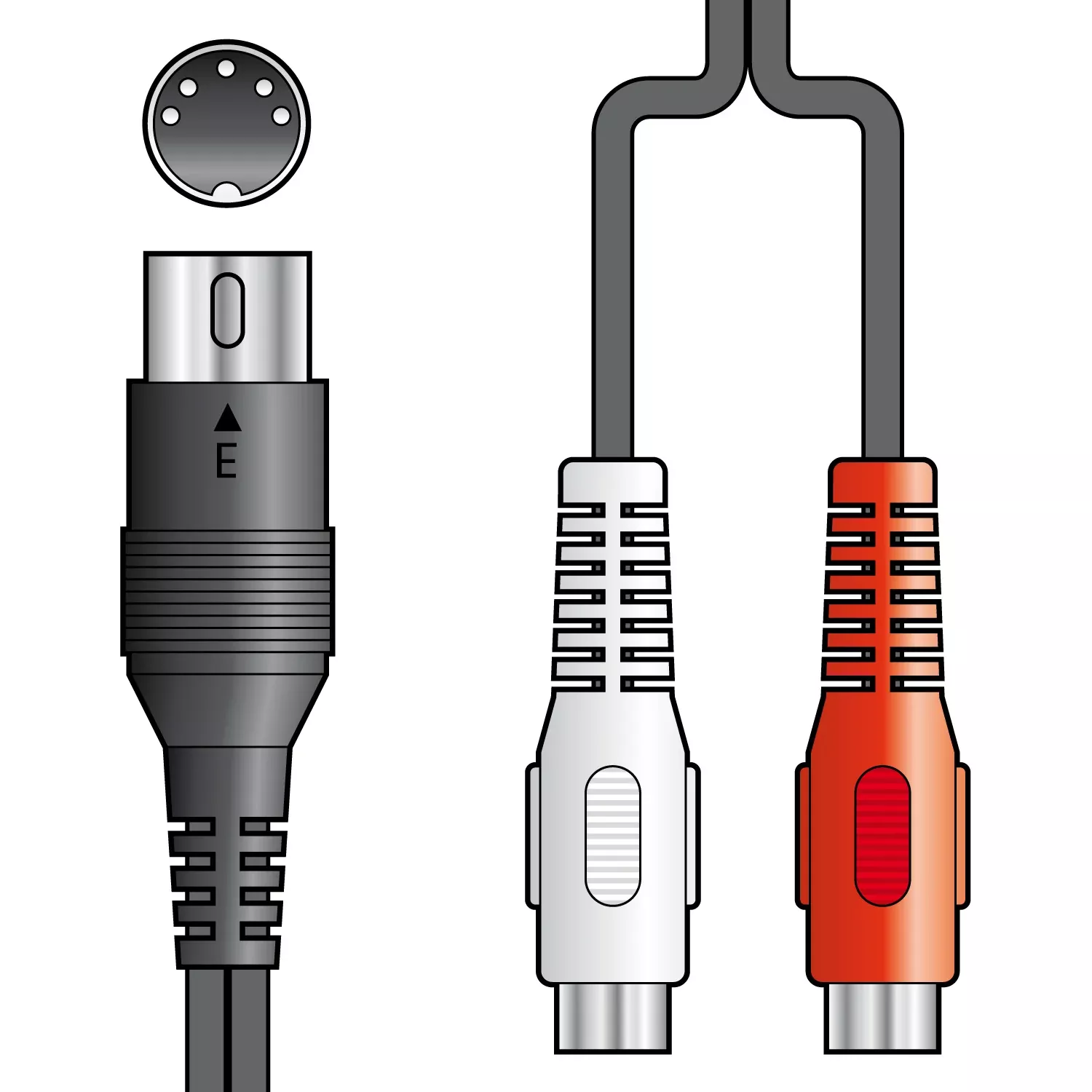 AV:Link 5-pin DIN Plug to 2 x RCA Sockets Lead