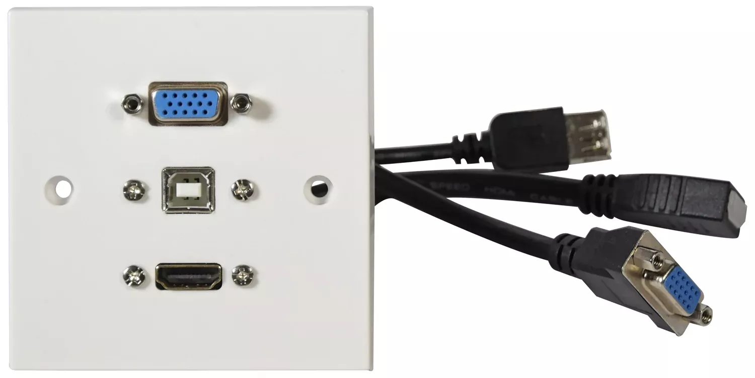 AV:Link Multimedia Wallplate with VGA, USB Type-B and 4K HDMI Sockets