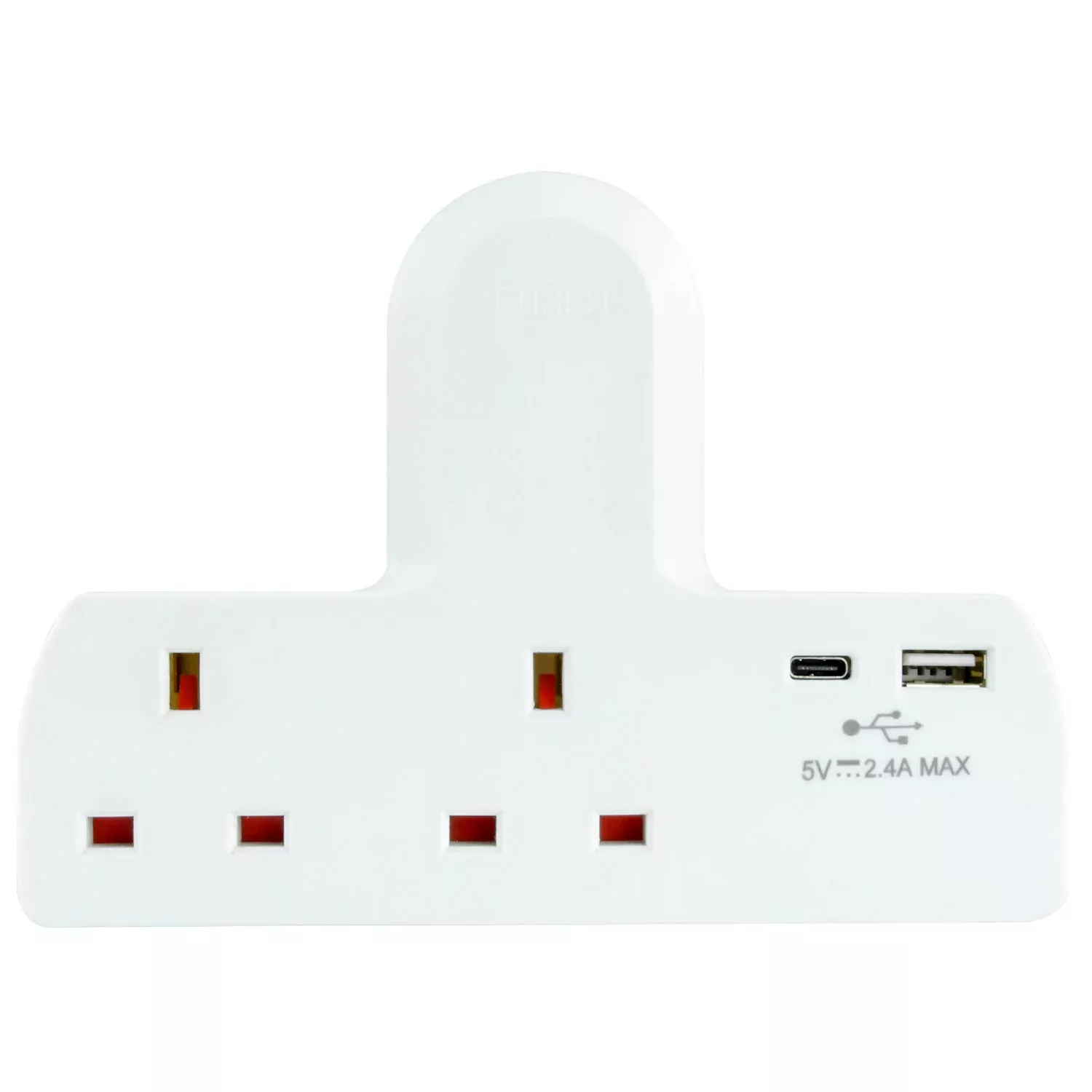 AV:Link Plug-in T-Shape 2 Way Mains Adaptor with 2x USB