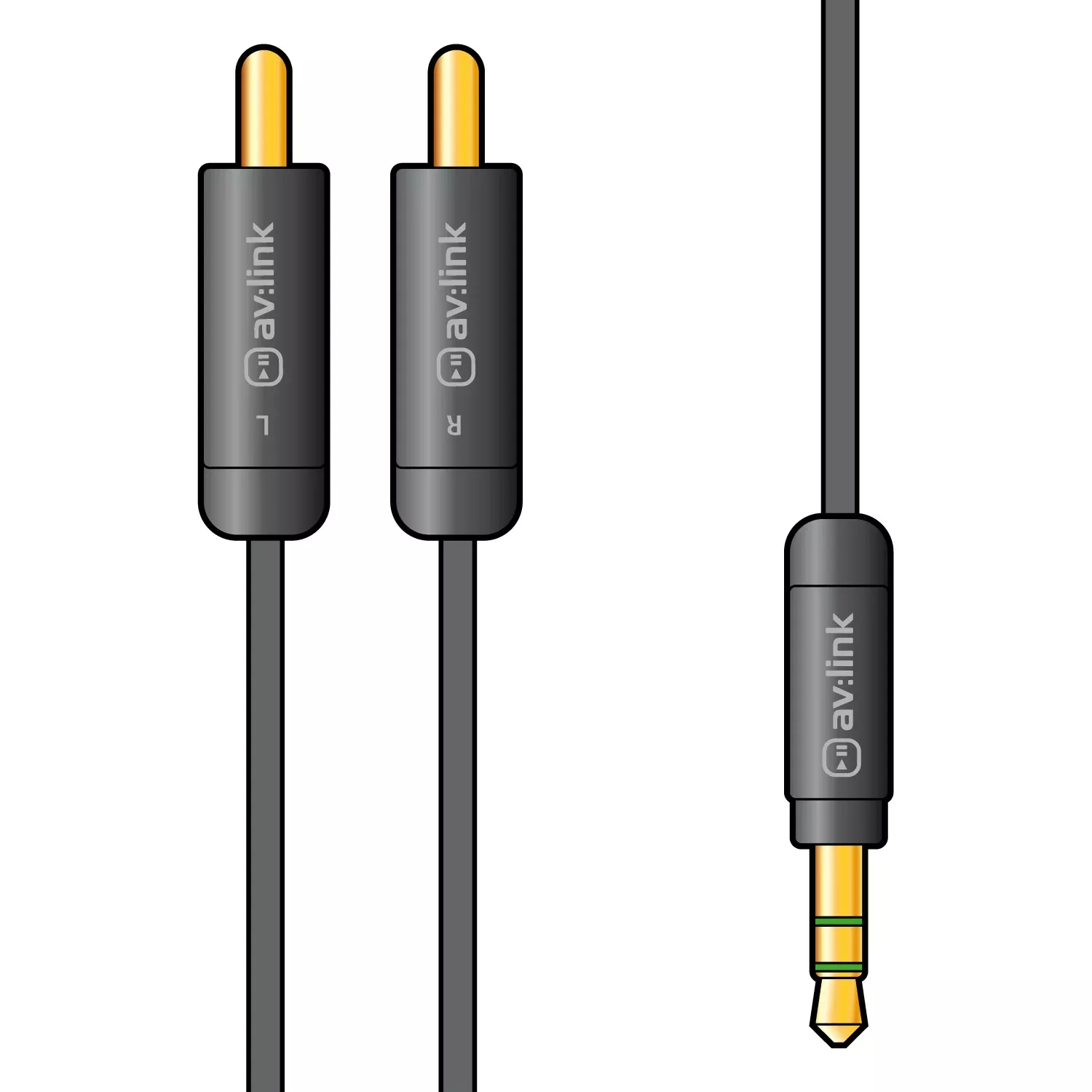 AV:Link Precision 3.5mm Stereo Jack Plug to 2 x RCA Plugs Lead