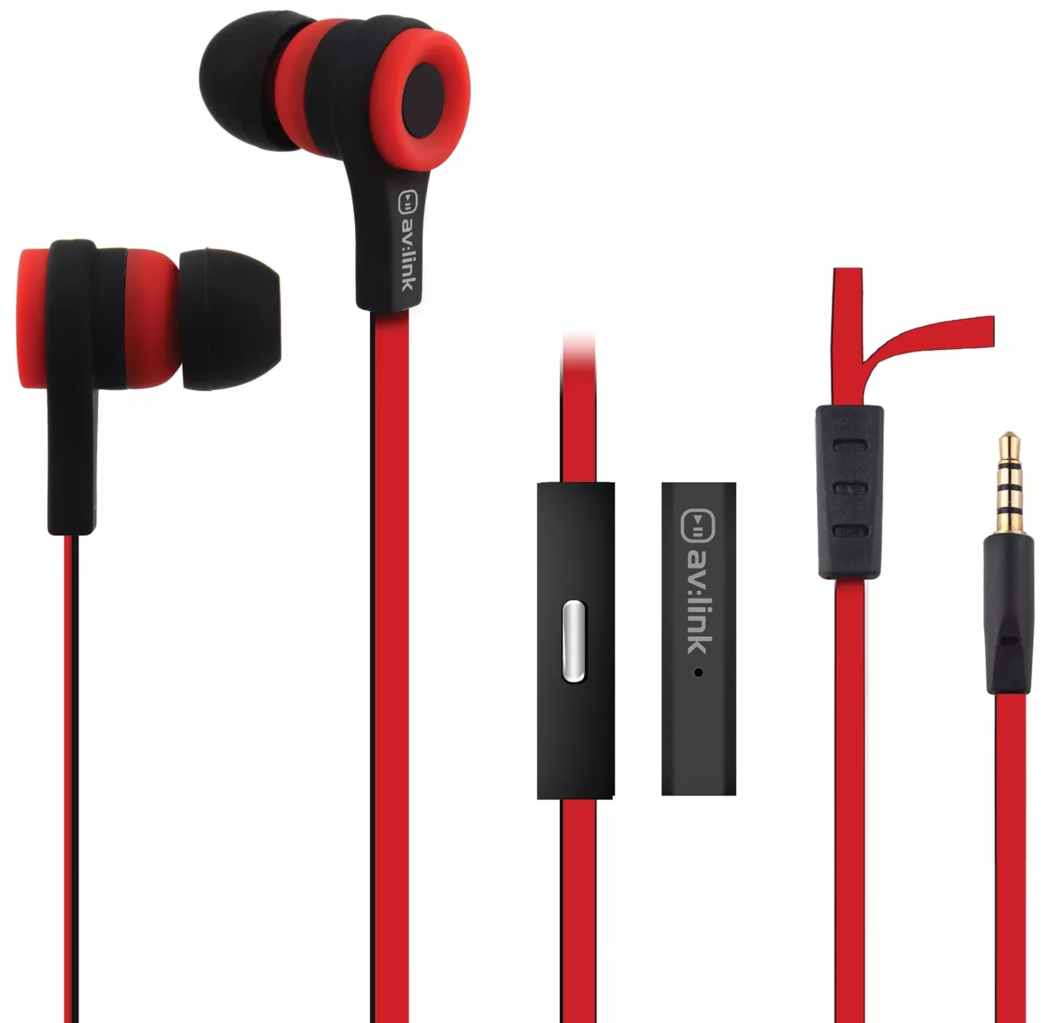 AV:Link Rubberised Stereo Earphones with Hands-free