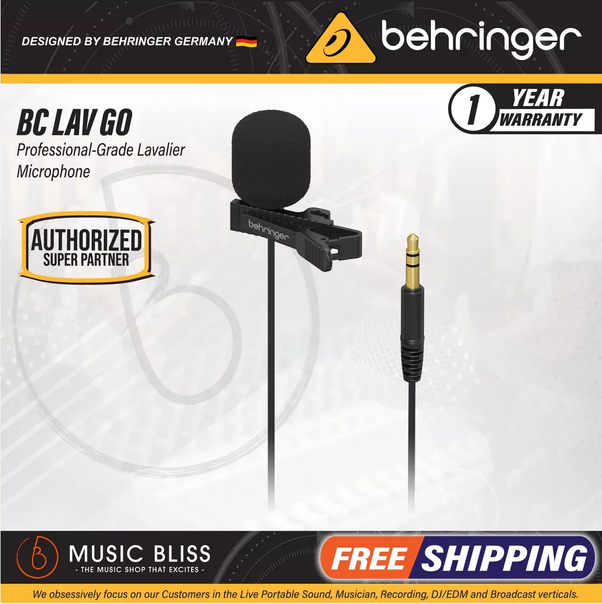 Behringer BC Lav GO Condenser Lavalier Microphone
