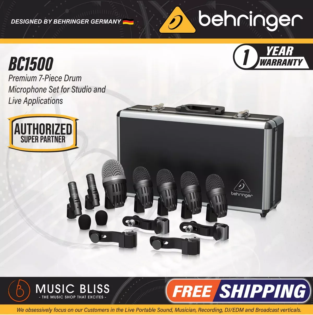 Behringer BC1500 Premium 7-piece Drum Microphone Set