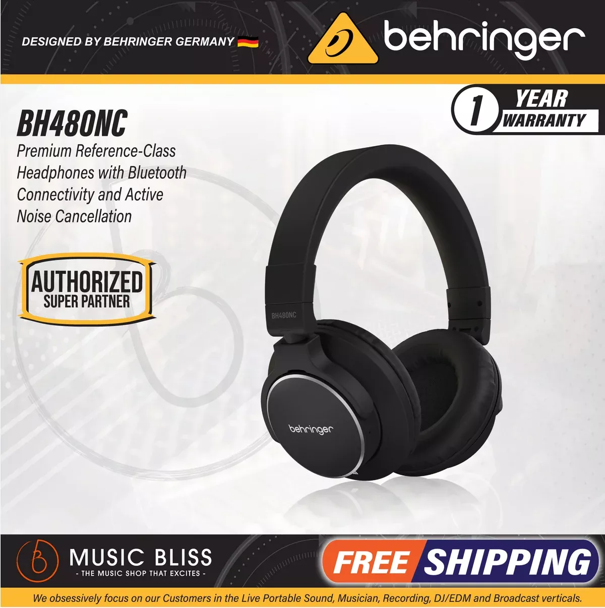 Behringer BH480NC Premium Reference-Class Headphones with Bluetooth