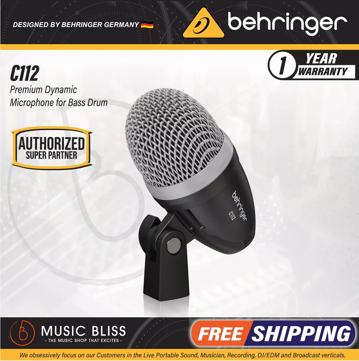 Behringer C112 Premium Dynamic Microphone for Bass Drum