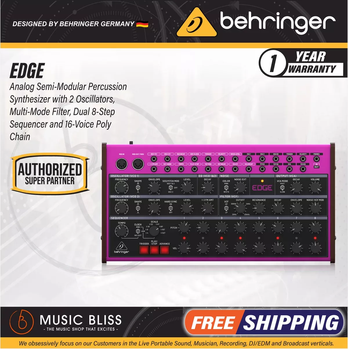 Behringer EDGE Analog Semi-Modular Percussion Synthesizer