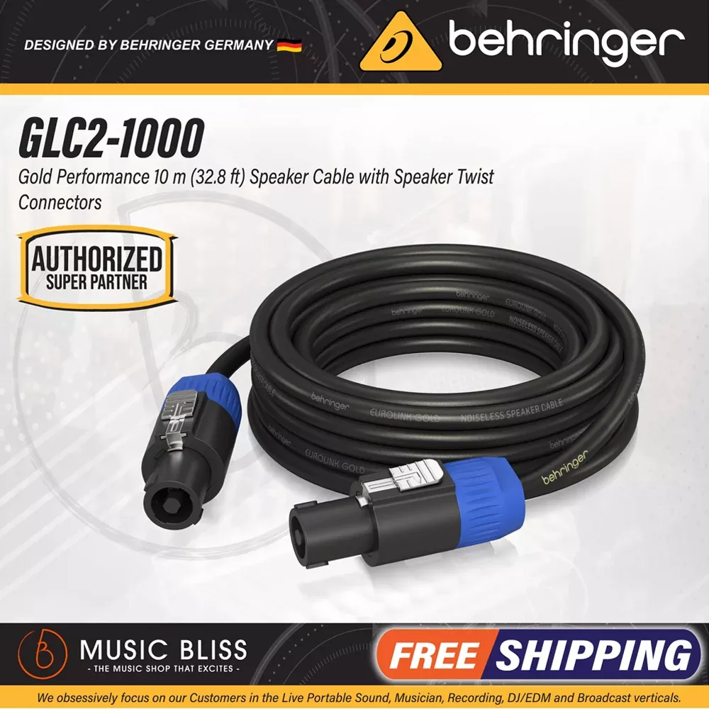 Behringer GLC2-1000 Gold Performance 10M Speaker Cable with Speaker Twist Connectors (GLC21000 / GLC2 1000)
