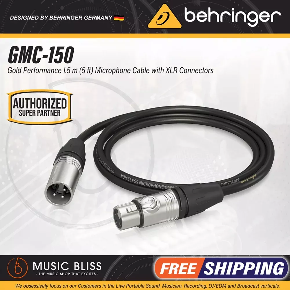 Behringer GMC-150 Gold Performance 1.5m (5ft) Microphone Cable with XLR Connectors