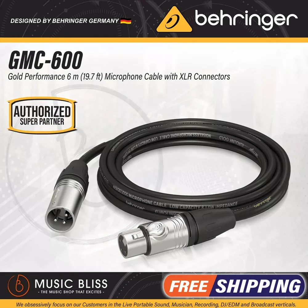 Behringer GMC-600 Gold Performance 6m (19.7ft) Microphone Cable with XLR Connectors