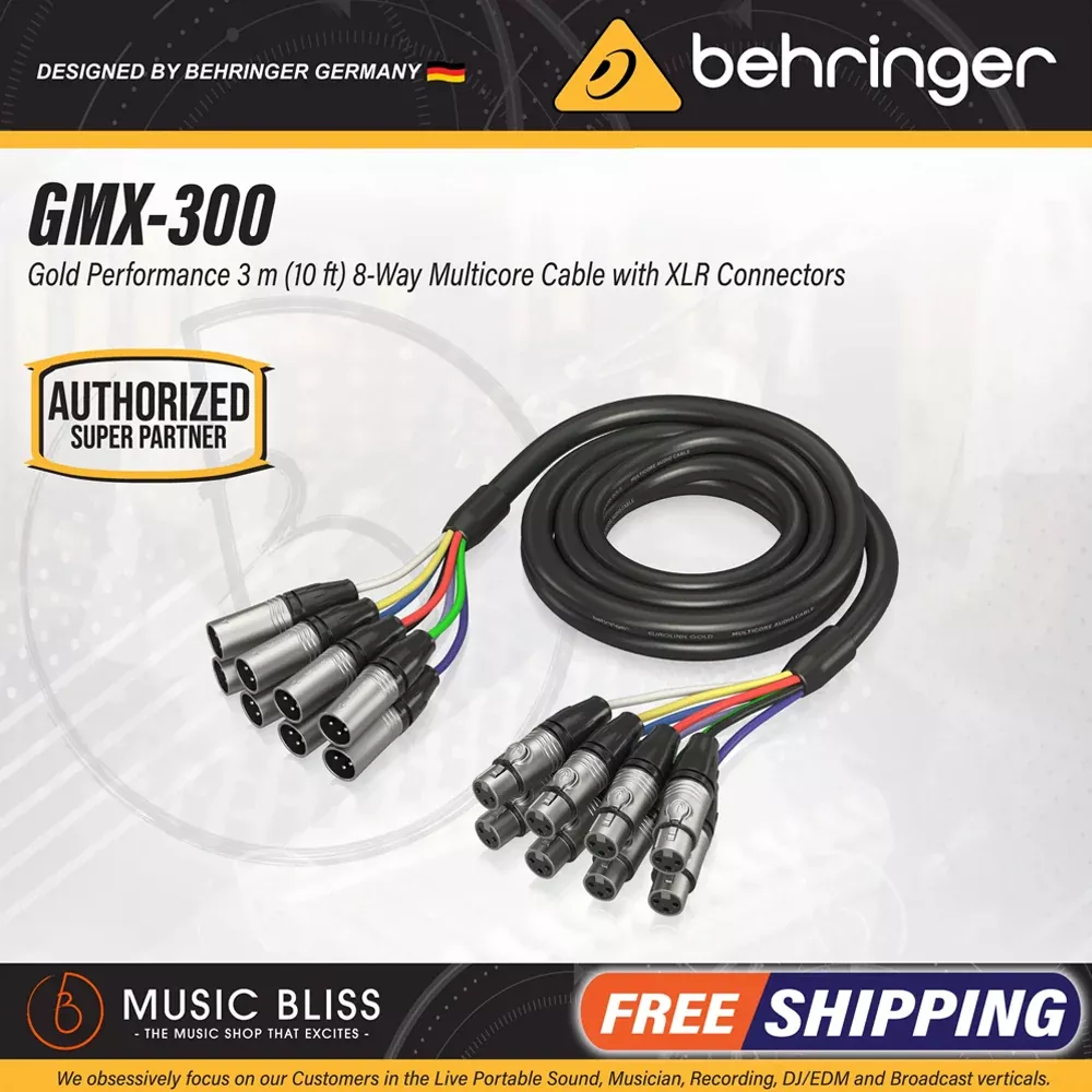 Behringer GMX-300 Gold Performance 3M 8-Way Multicore Cable with XLR Connectors