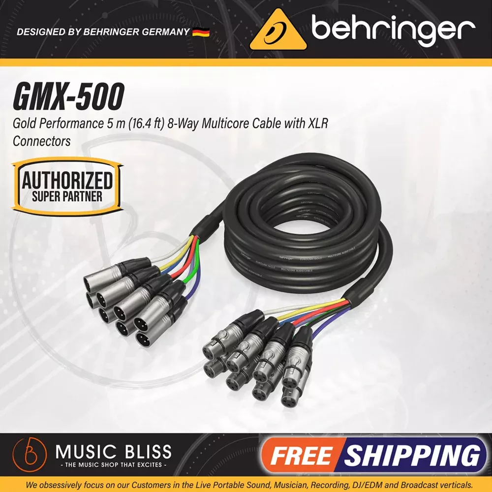 Behringer GMX-500 Gold Performance 5M 8-Way Multicore Cable with XLR Connectors