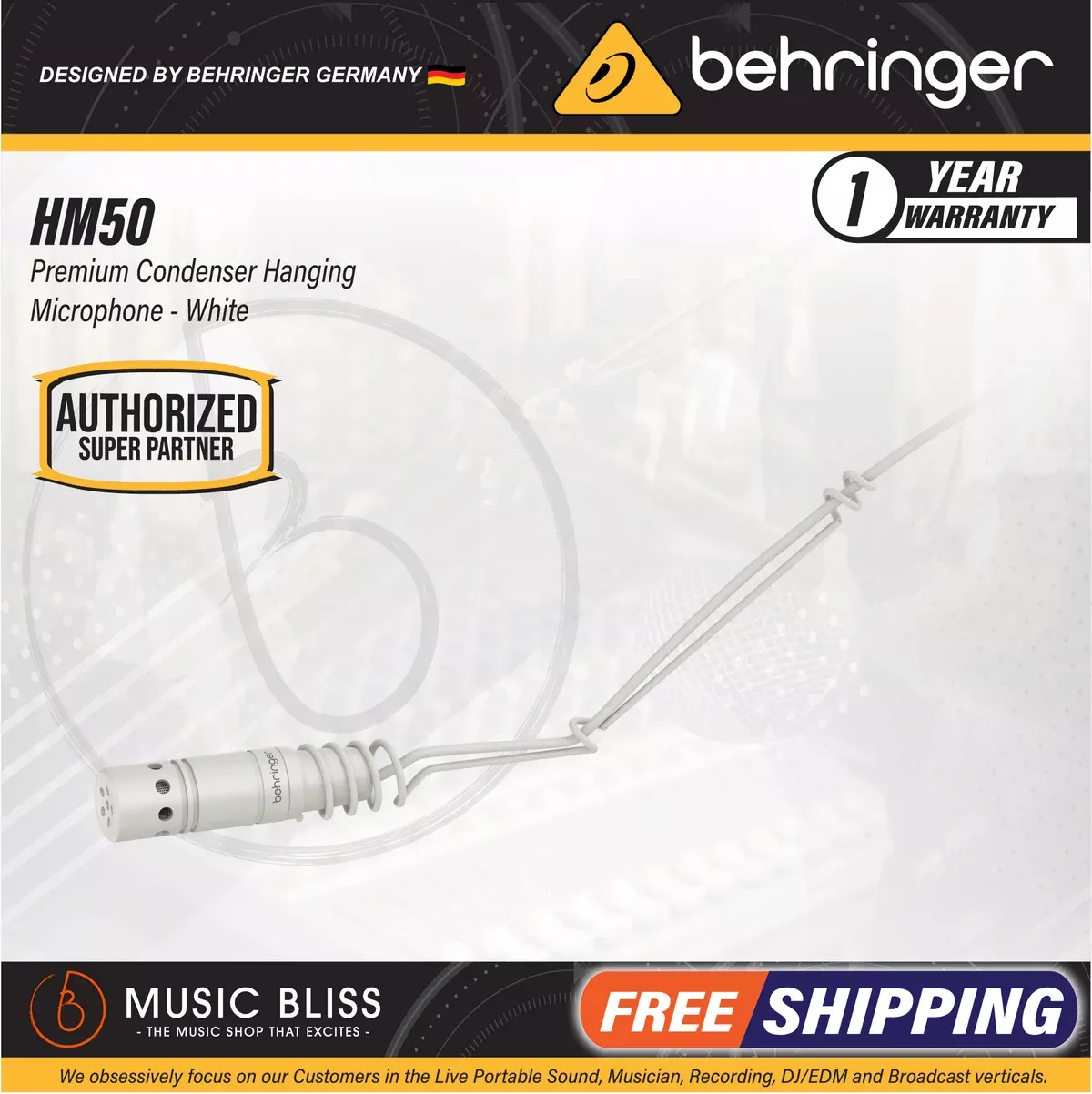 Behringer HM50 Condenser Hanging Microphone – White
