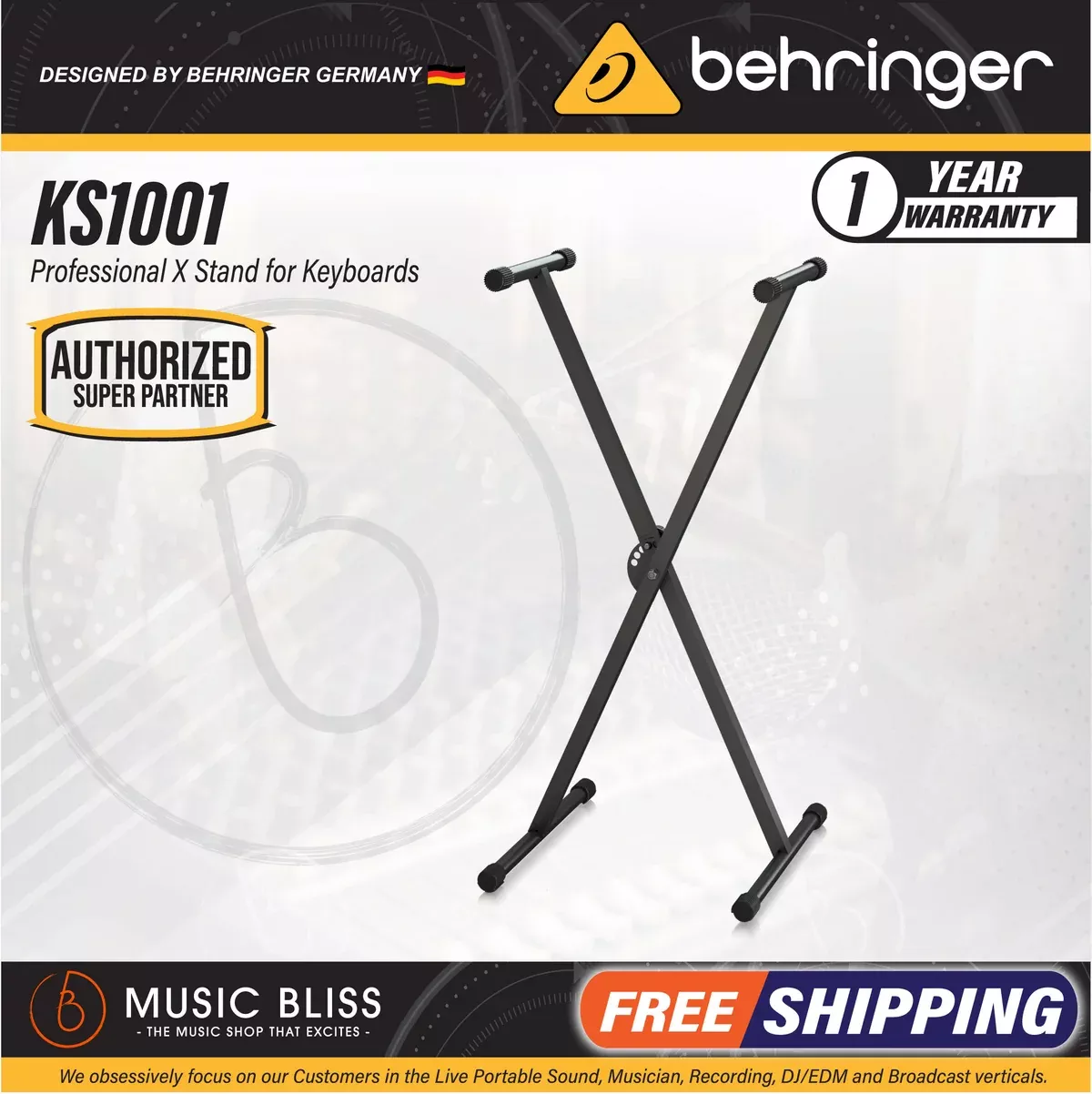 Behringer KS1001 Professional Single-braced X Stand for Keyboards