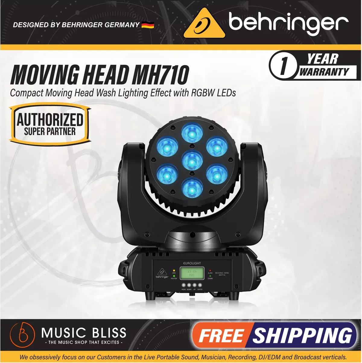 Behringer MOVING HEAD MH710 Compact Moving Head Wash Lighting Effect with RGBW LED