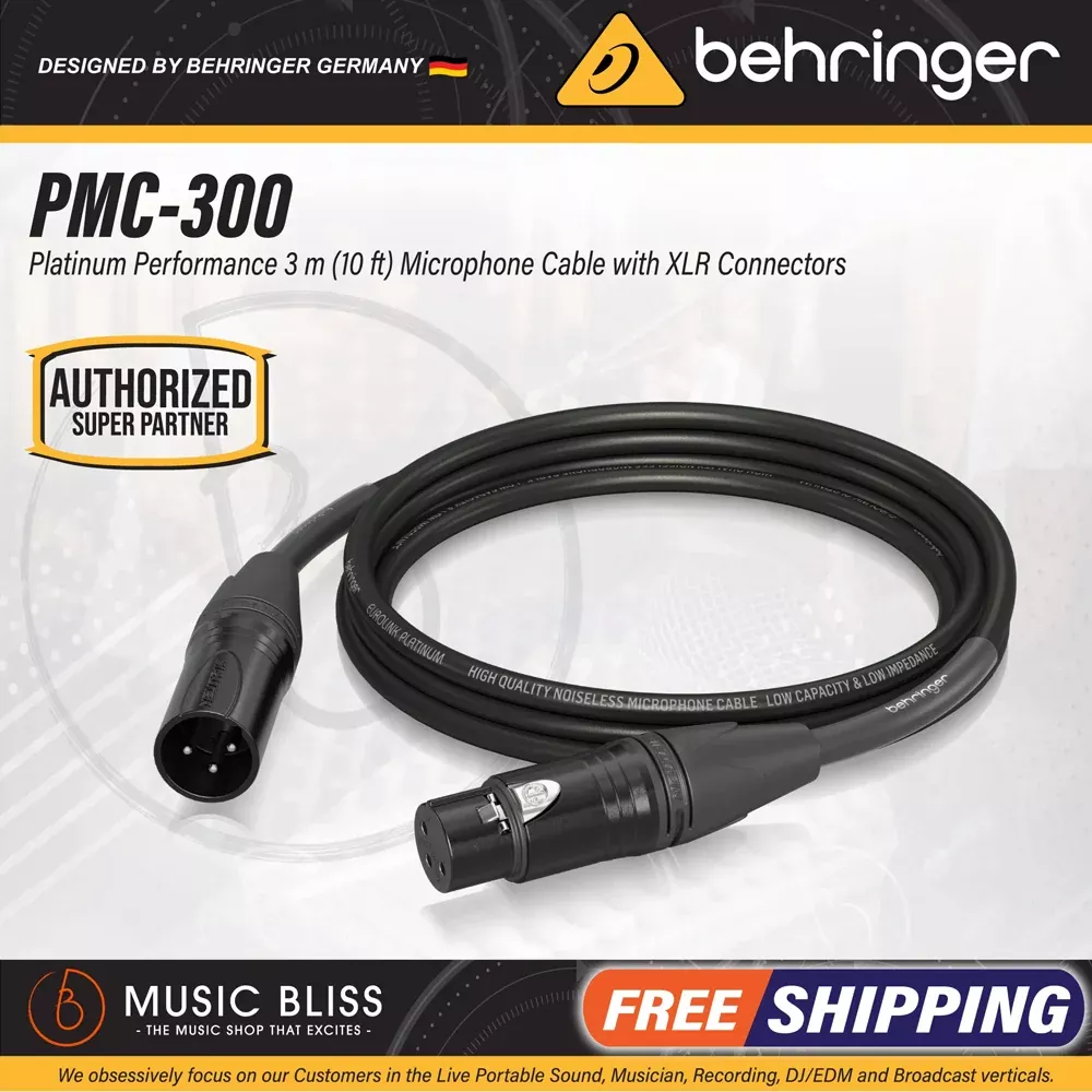 Behringer PMC-300 Platinum Performance 3m (10ft) Microphone Cable with XLR Connectors
