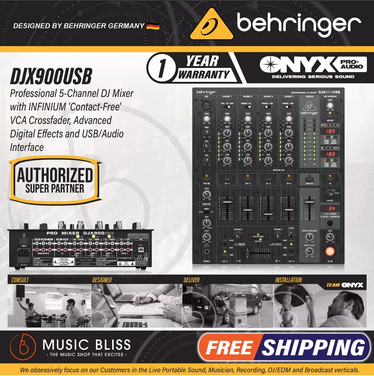 Behringer Pro Mixer DJX900USB 4-channel DJ Mixer