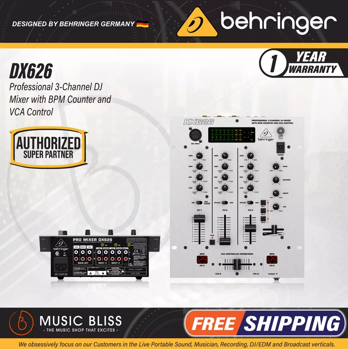 Behringer Pro Mixer DX626 3-channel DJ Mixer