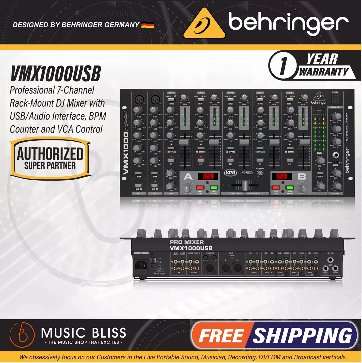 Behringer Pro Mixer VMX1000USB 5-channel DJ Mixer
