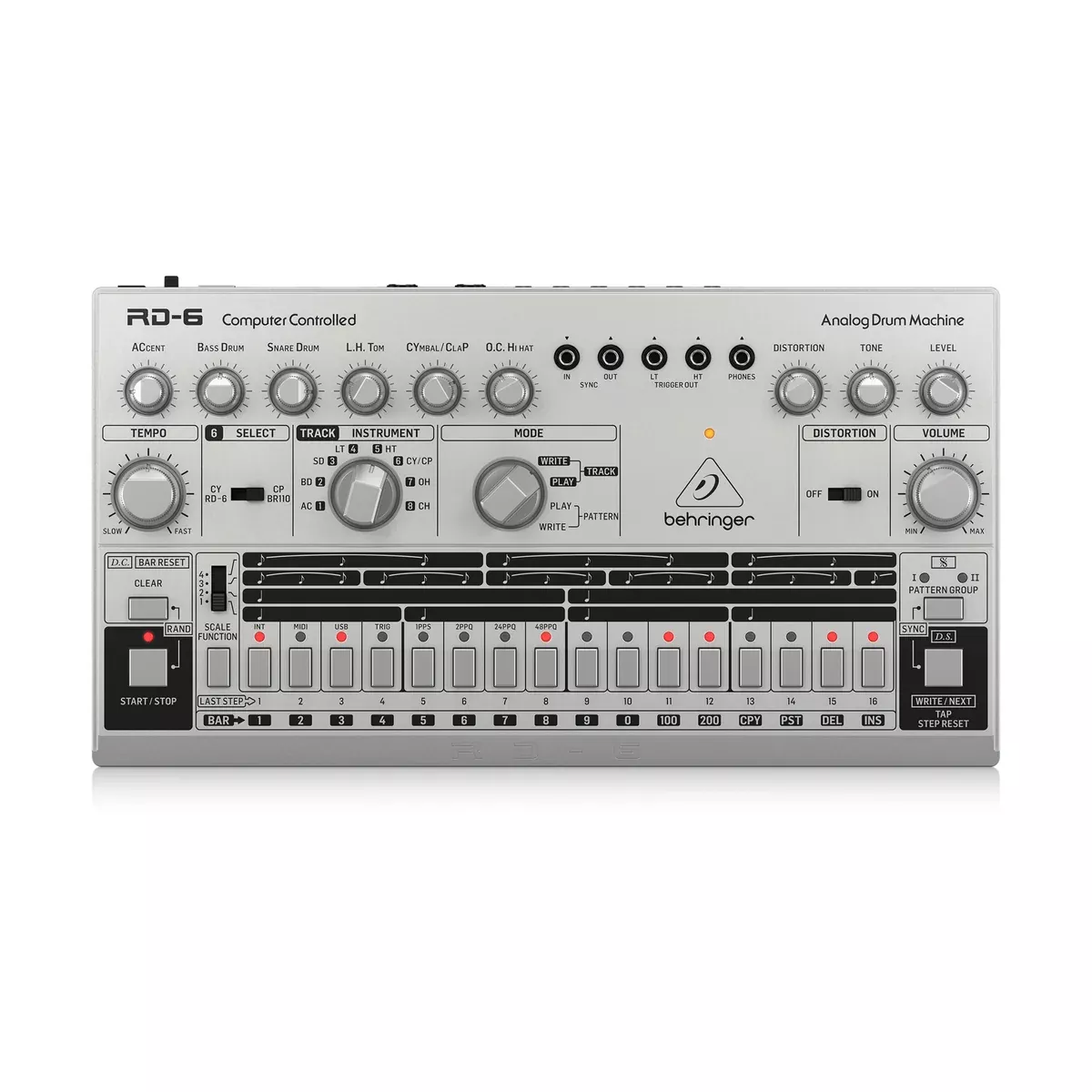 Behringer RD-6-SR Analog Drum Machine, Silver