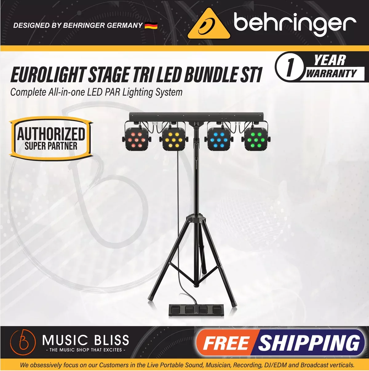 Behringer STAGE TRI LED BUNDLE ST1 - Complete All-in-One LED PAR Lighting System