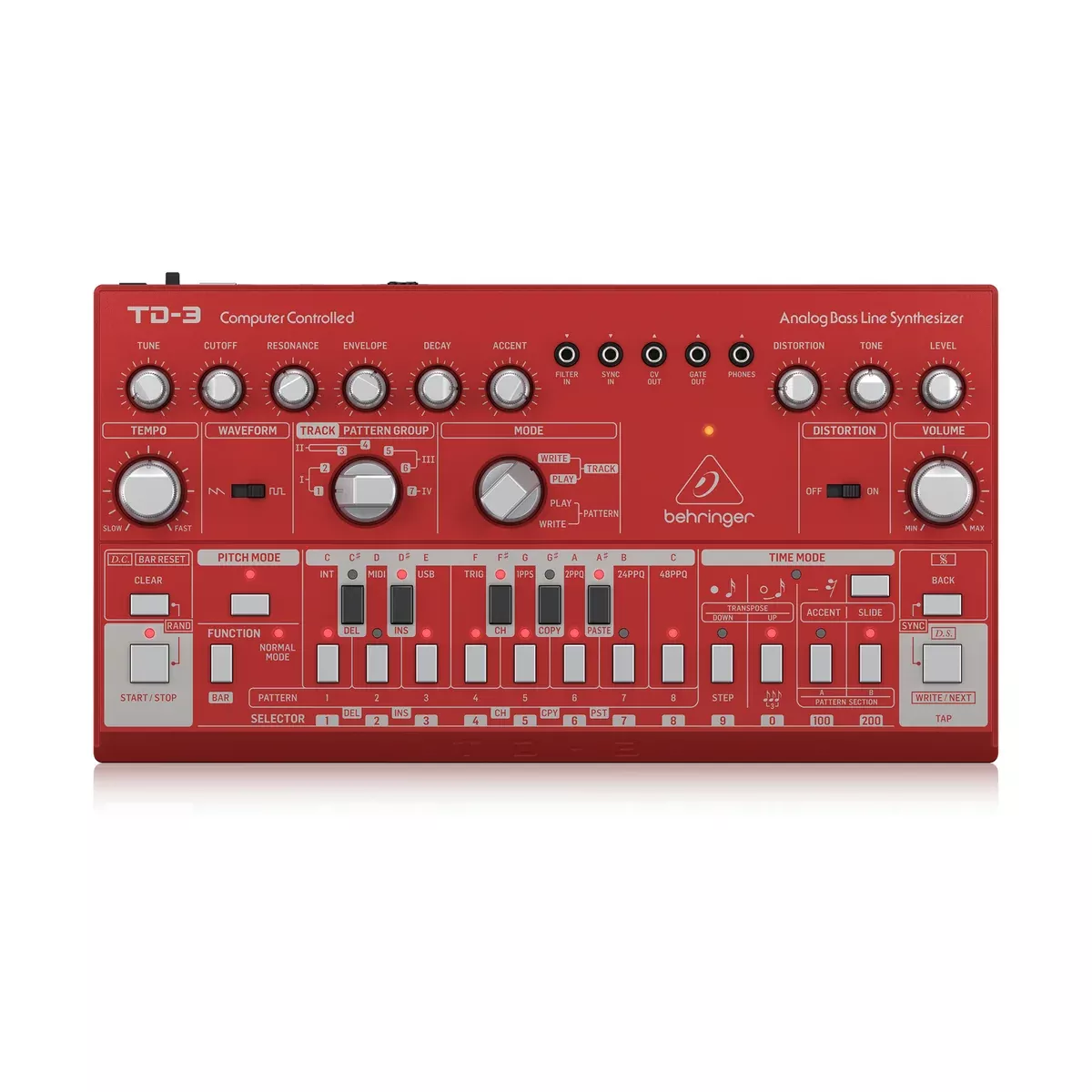 Behringer TD-3-RD Analog Bass Line Synthesizer, Red