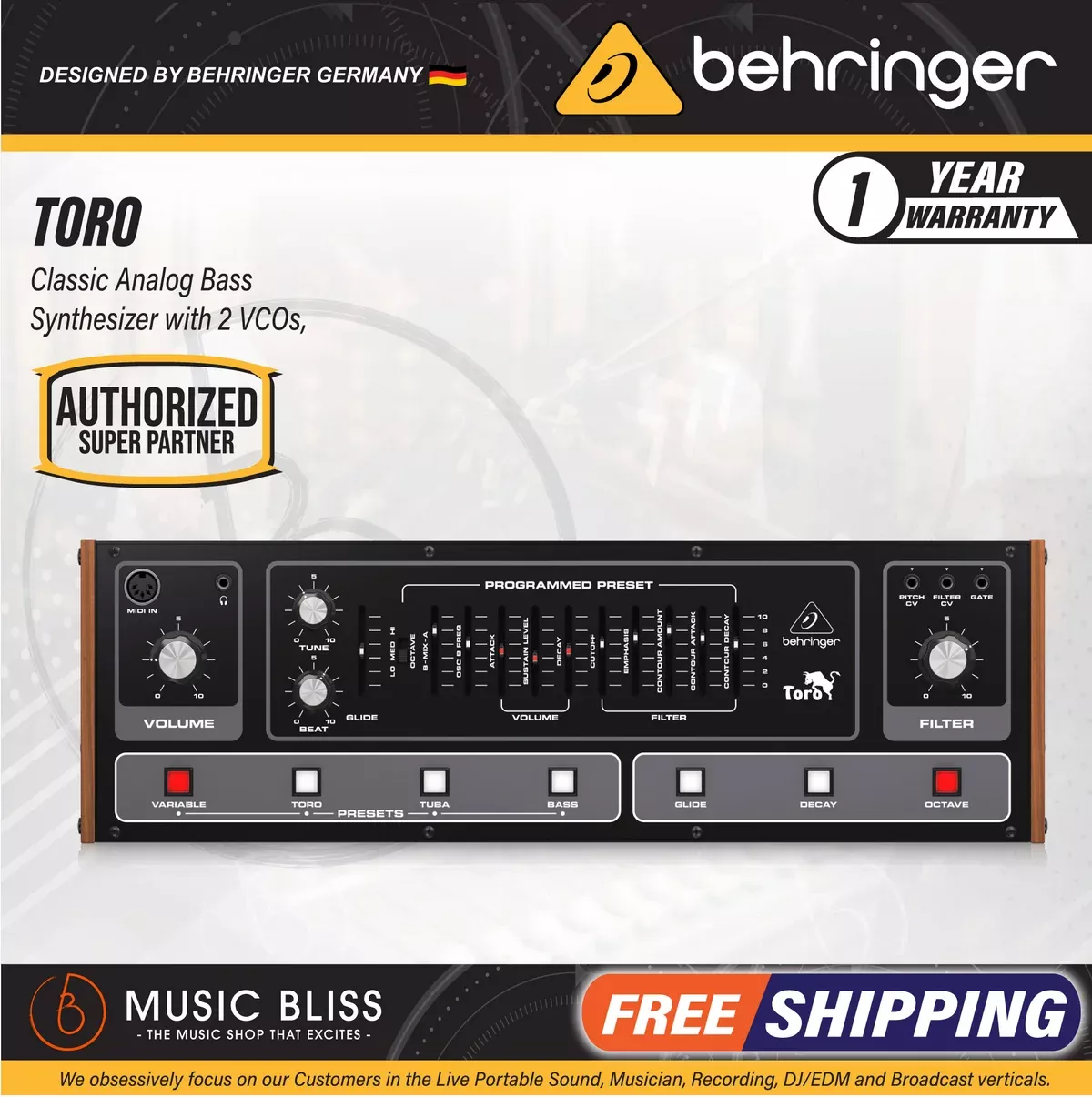Behringer TORO Analog Bass Synthesizer