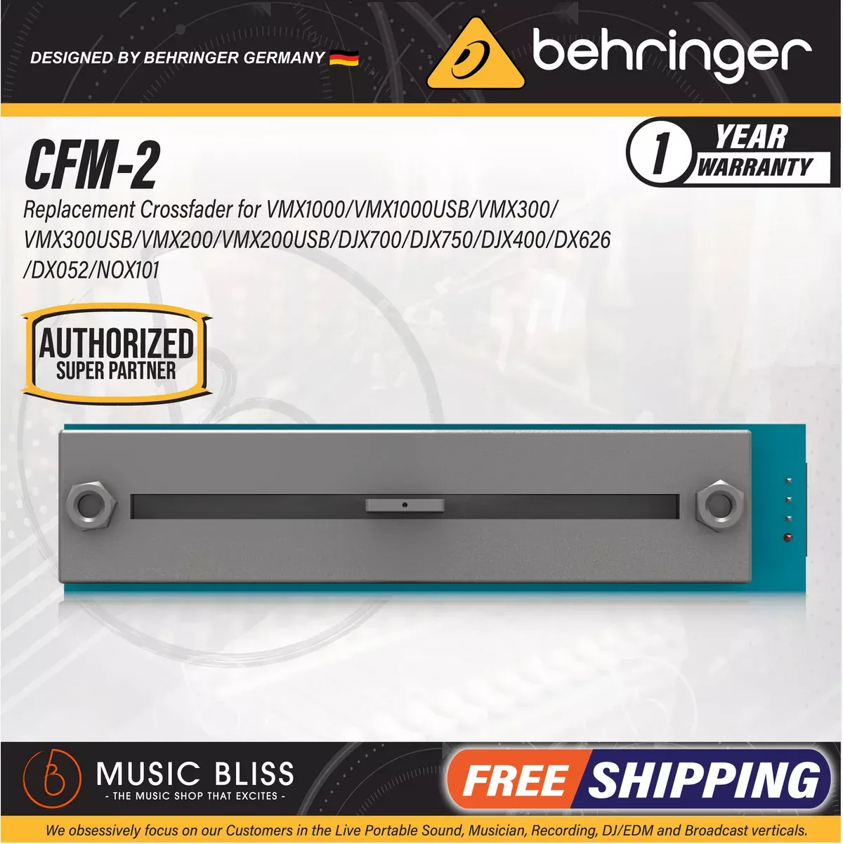 Behringer UltraGlide Crossfader Module CFM-2 – Replacement Crossfader for DDM2000, VMX1000, VMX300, VMX200, DJX700, DJX400, DX626, DX052 DJ Mixers