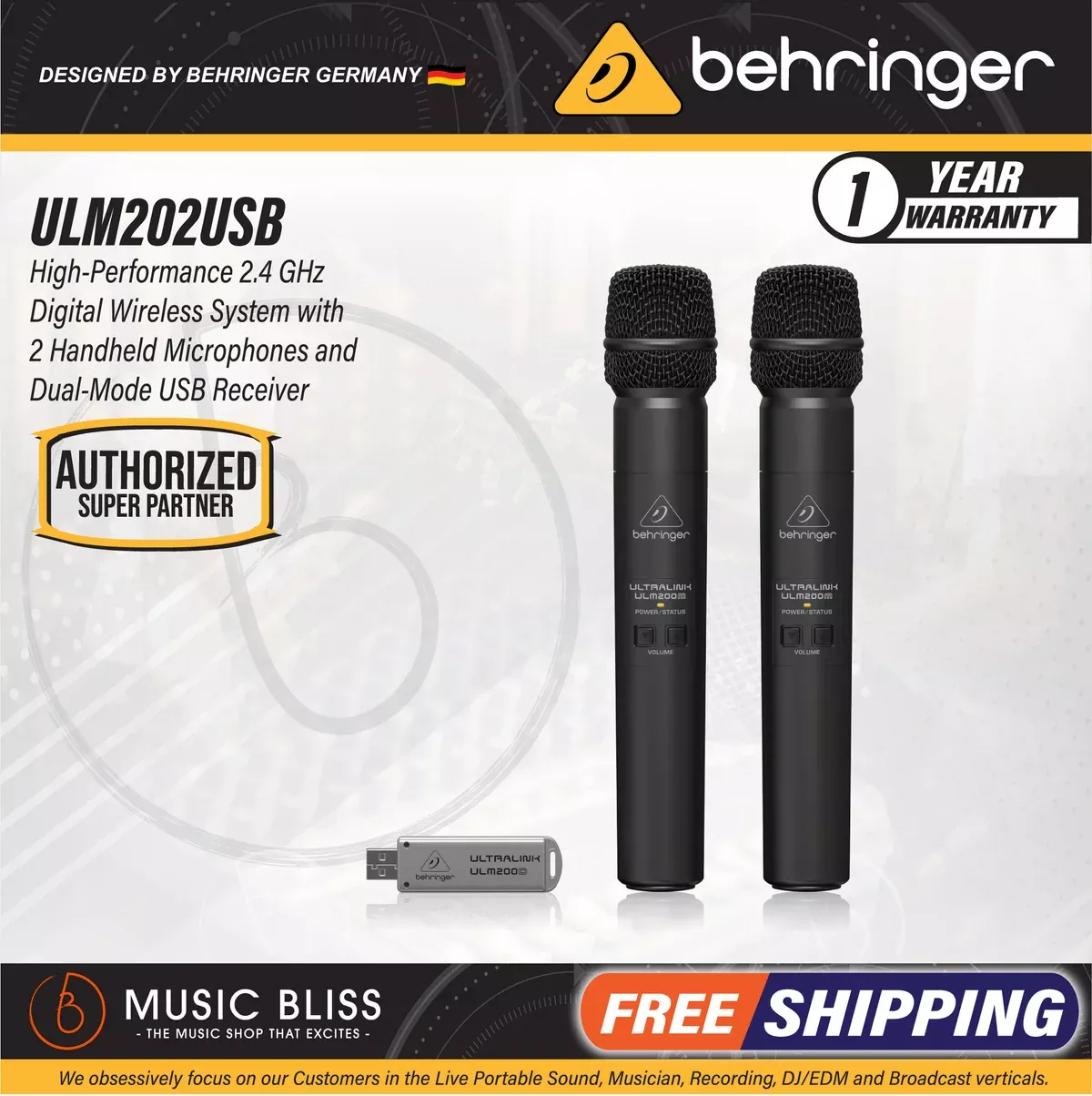 Behringer Ultralink ULM202USB Wireless USB Dual Microphone System