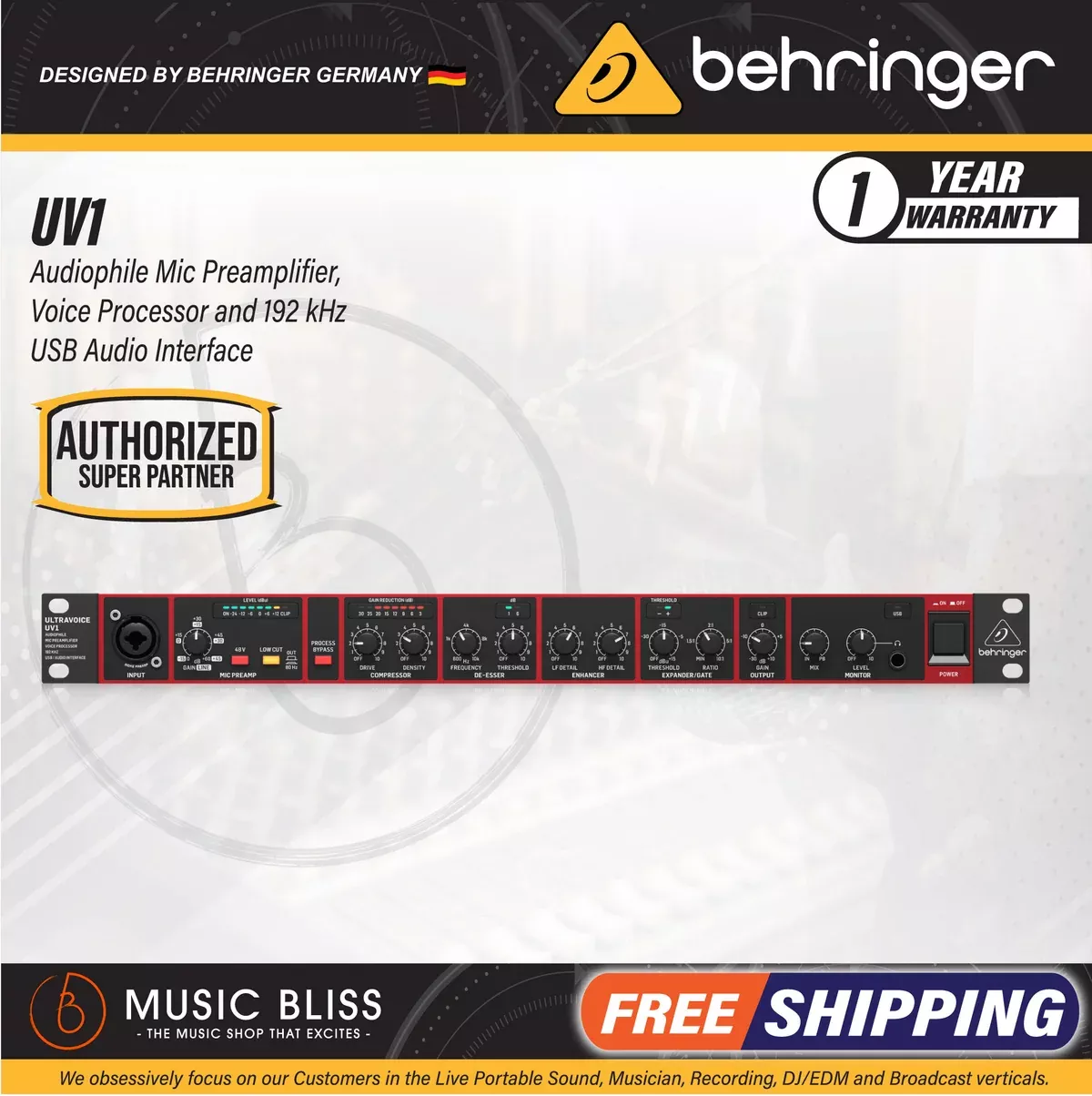 Behringer Ultravoice UV1 Channel Strip and USB Audio Interface