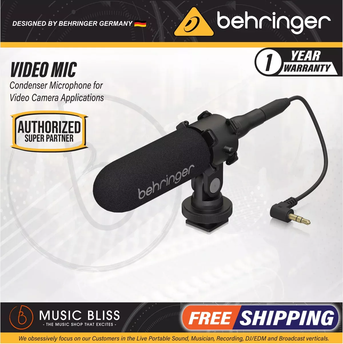 Behringer VIDEO MIC Condenser Microphone for Video Camera Applications