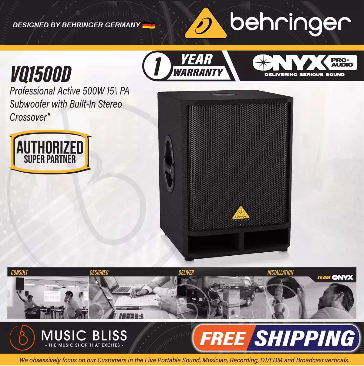 Behringer VQ1500D 500W 15″ Powered Subwoofer