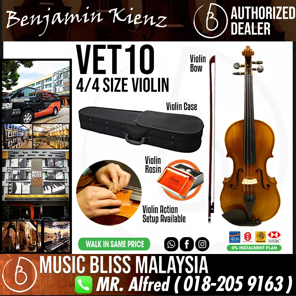 Benjamin Kienz Selection VET10 4/4 Size Violin with Case for 12+ years old