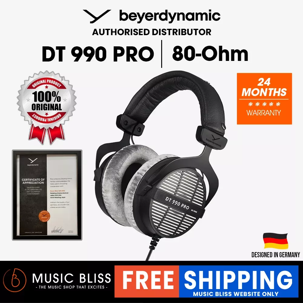 Beyerdynamic DT 990 PRO 80 Ohm Over-Ear Studio Headphones. Open Construction, Wired