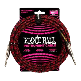 BRAIDED INSTRUMENT CABLE STRAIGHT/STRAIGHT 18FT – RED/BLACK