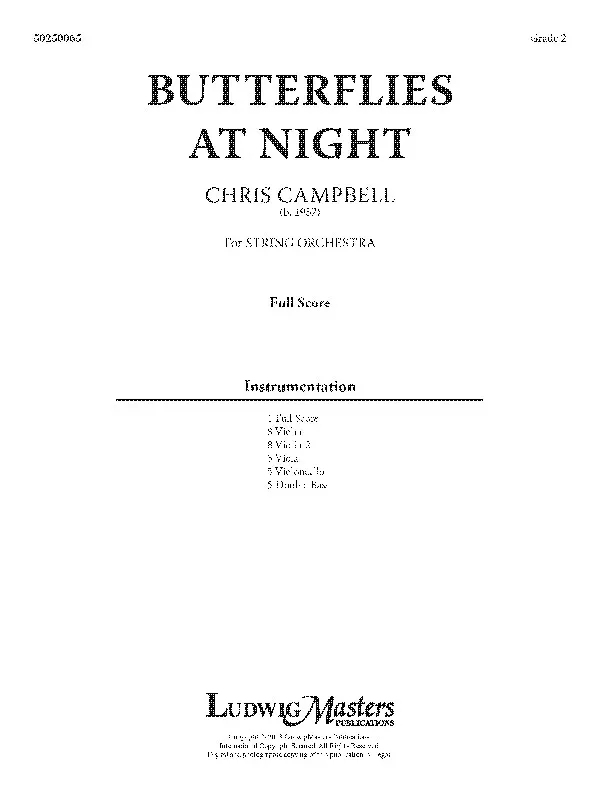 Butterflies At Night: String Orchestra Conductor Score